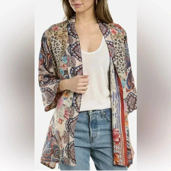 $420 Johnny Was Betzy Emilia Paisley Print Silk Kimono Top Size XL. - Picture 2 of 12